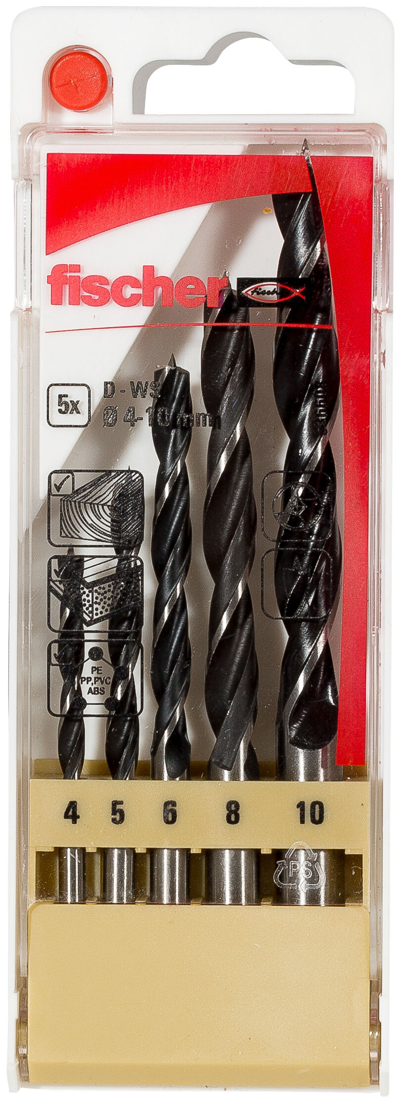 fischer Wiertło do drewna D-WS Set 4-10 mm 5pcs P