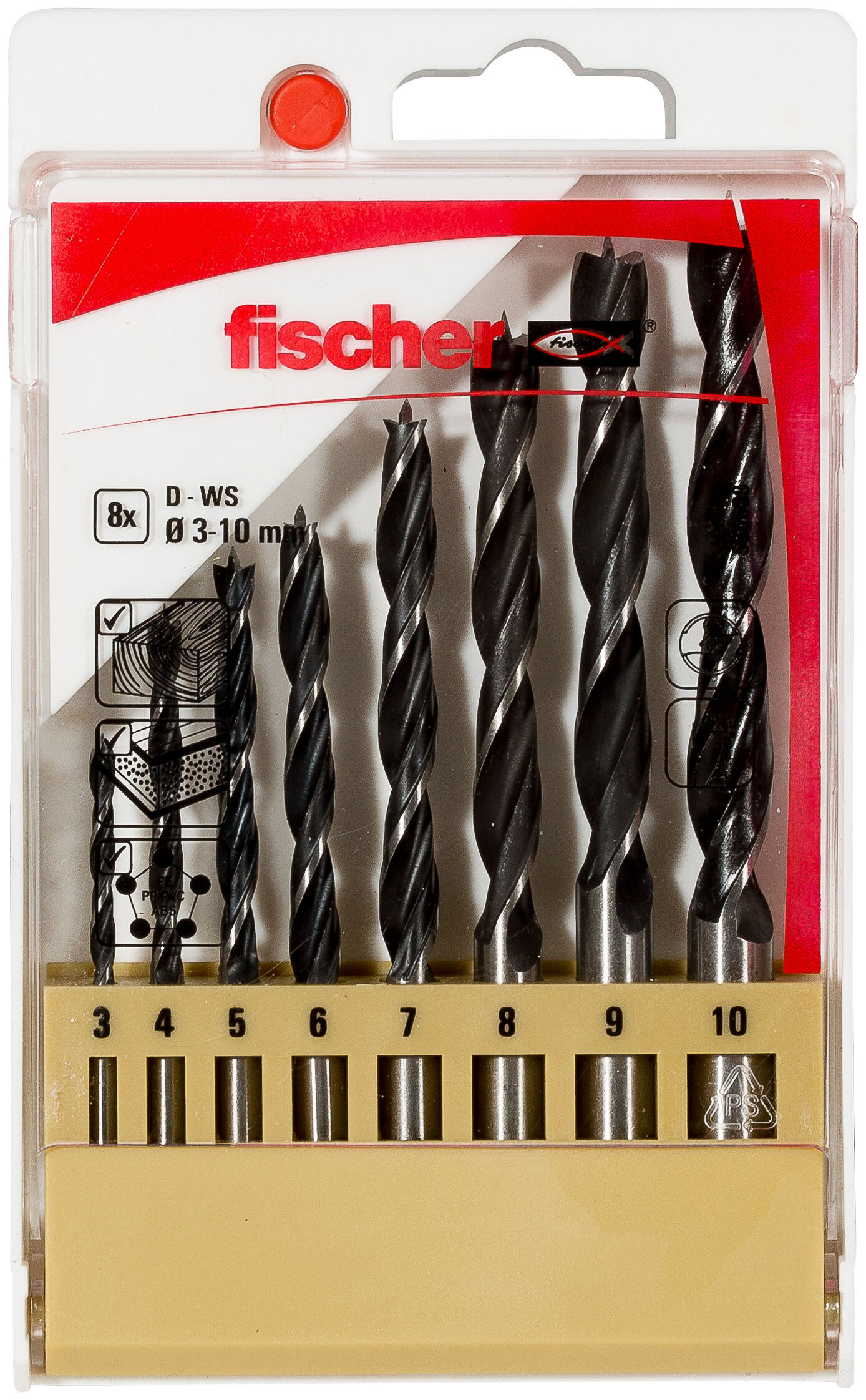 fischer Wiertło do drewna D-WS Set 3-10 mm 8pcs P