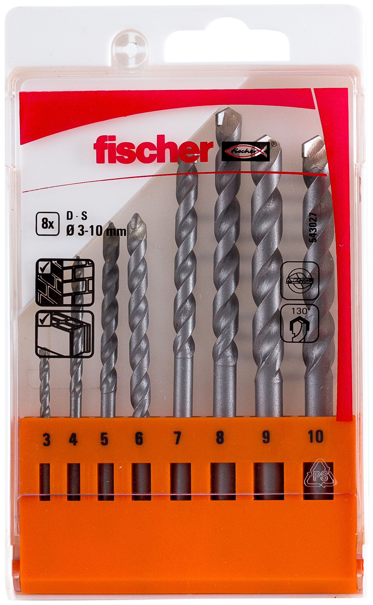 fischer Wiertło do kamienia D-S Set 3-10 mm 8pcs P