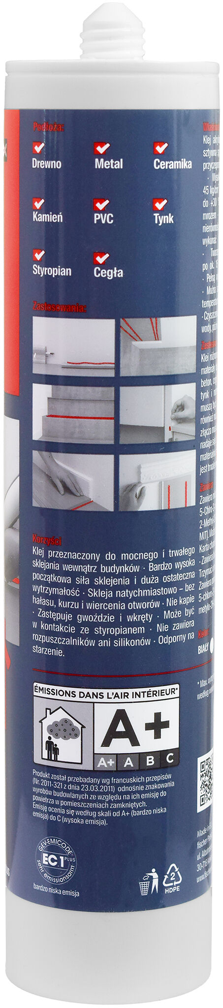 Klej montażowy fischer AkrylPower biały 290 ml