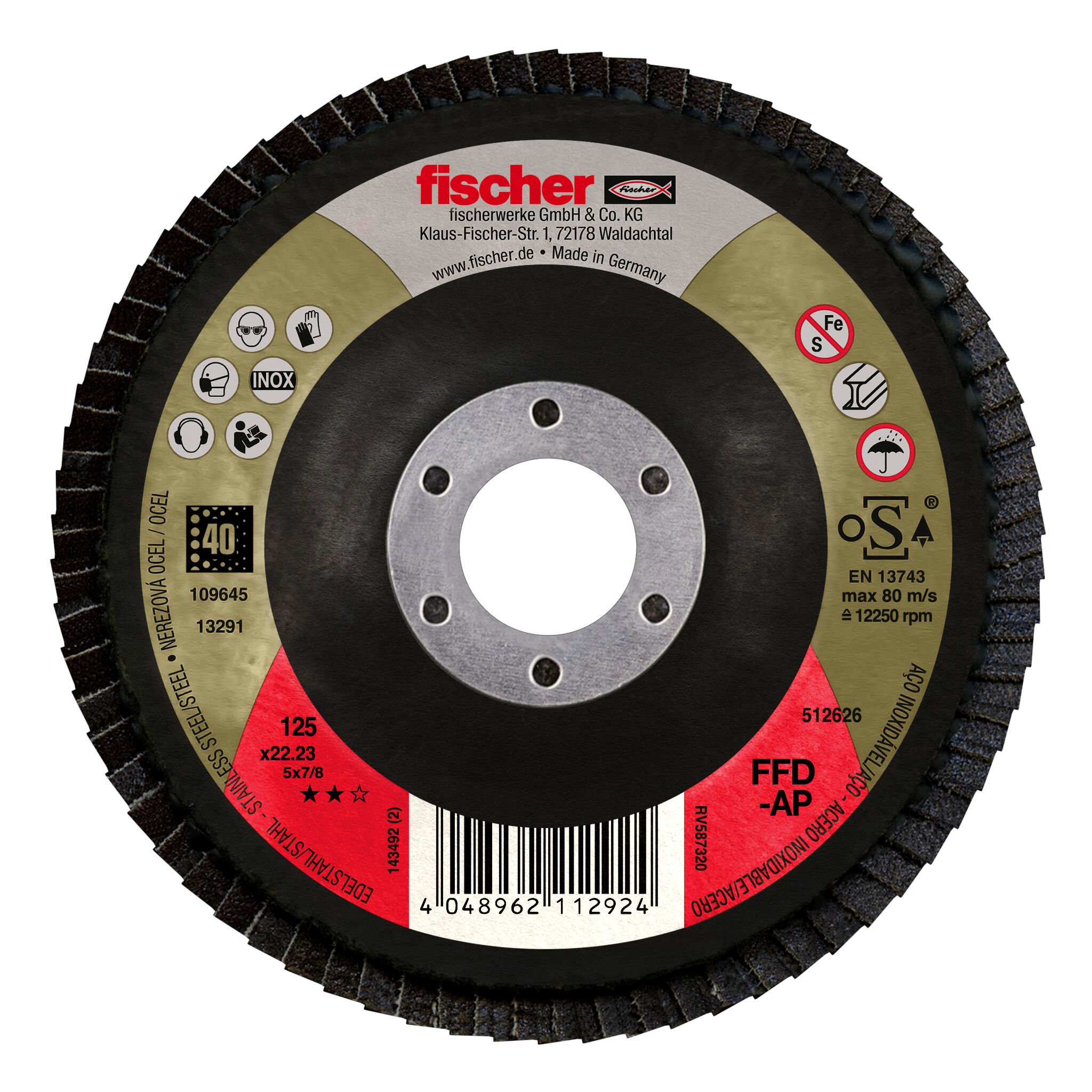 Tarcza lamelkowa fischer FFD-AP 125 K80 INOX