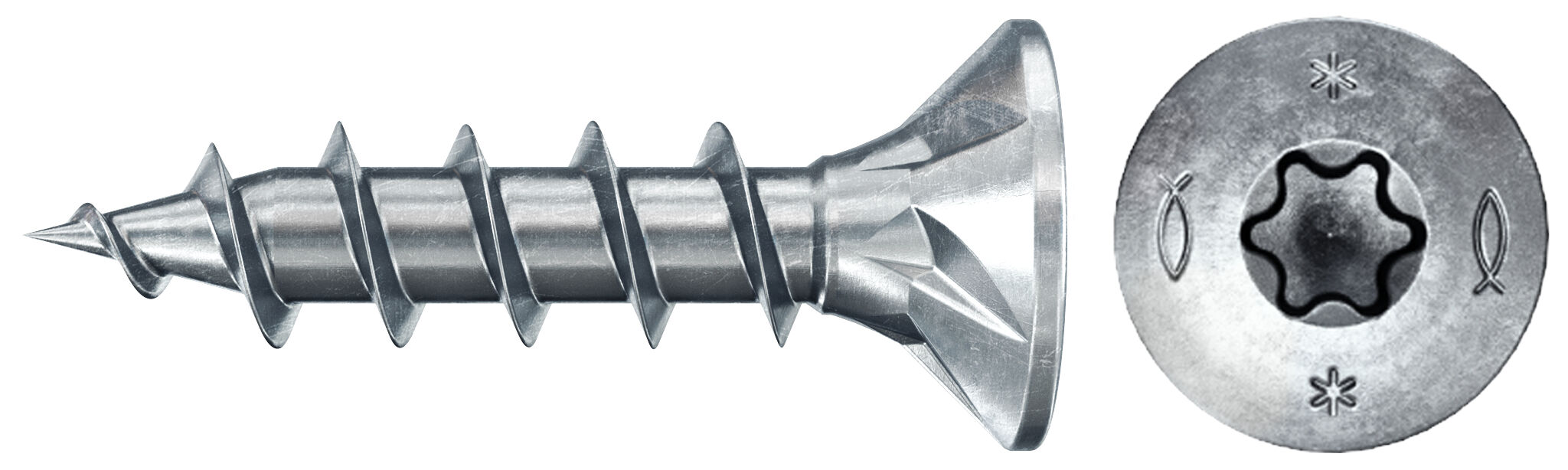 fischer PowerFast FPF II CTF 4,5X20 BC 500 Łeb stożkowy Gniazdo TX TX Gwint pełny Cynkowanie pasywacja na niebiesko