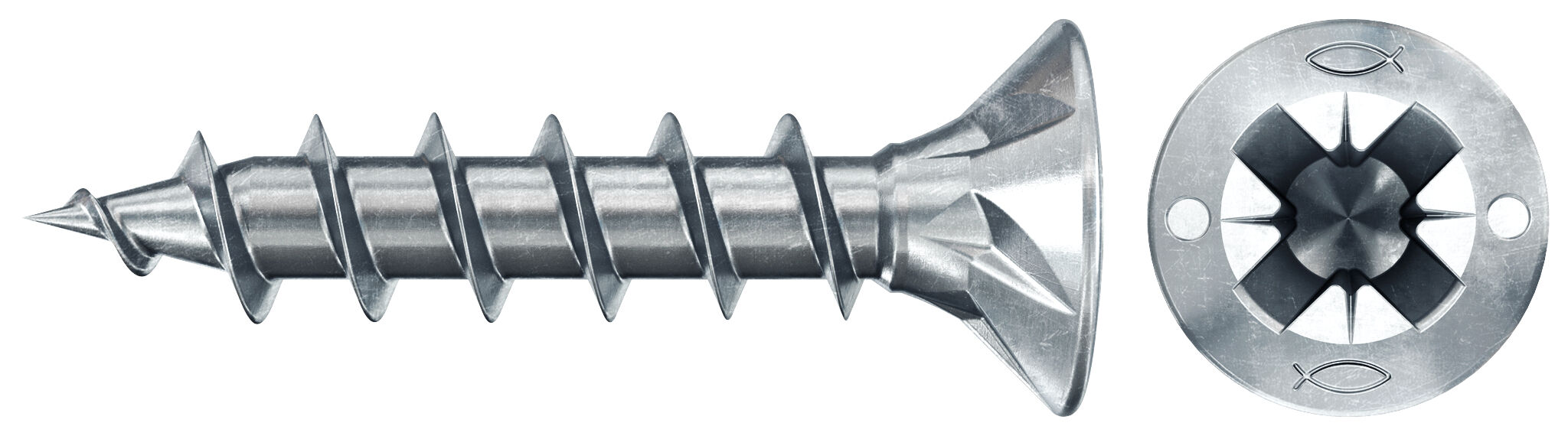 fischer PowerFast FPF II CZF 3,5x12 BC 1000 Łeb stożkowy Gniazdo krzyżowe PZ Gwint pełny Cynkowanie pasywacja na niebiesko