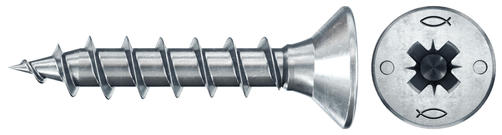 fischer PowerFast FPF II CZF 3,0x12 BC 1000 Łeb stożkowy Gniazdo krzyżowe PZ Gwint pełny Cynkowanie pasywacja na niebiesko