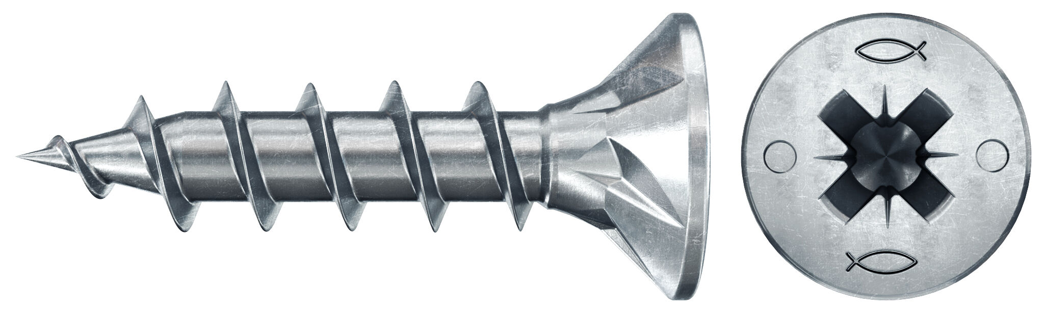 fischer PowerFast FPF II CZF 4,5x16 BC 1000 Łeb stożkowy Gniazdo krzyżowe PZ Gwint pełny Cynkowanie pasywacja na niebiesko