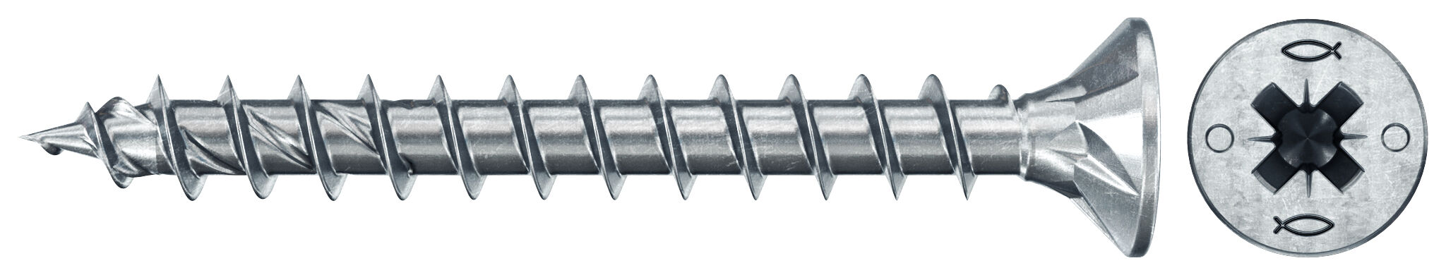 fischer PowerFast FPF II CZF 4,5x30 BC 1000 Łeb stożkowy Gniazdo krzyżowe PZ Gwint pełny Cynkowanie pasywacja na niebiesko