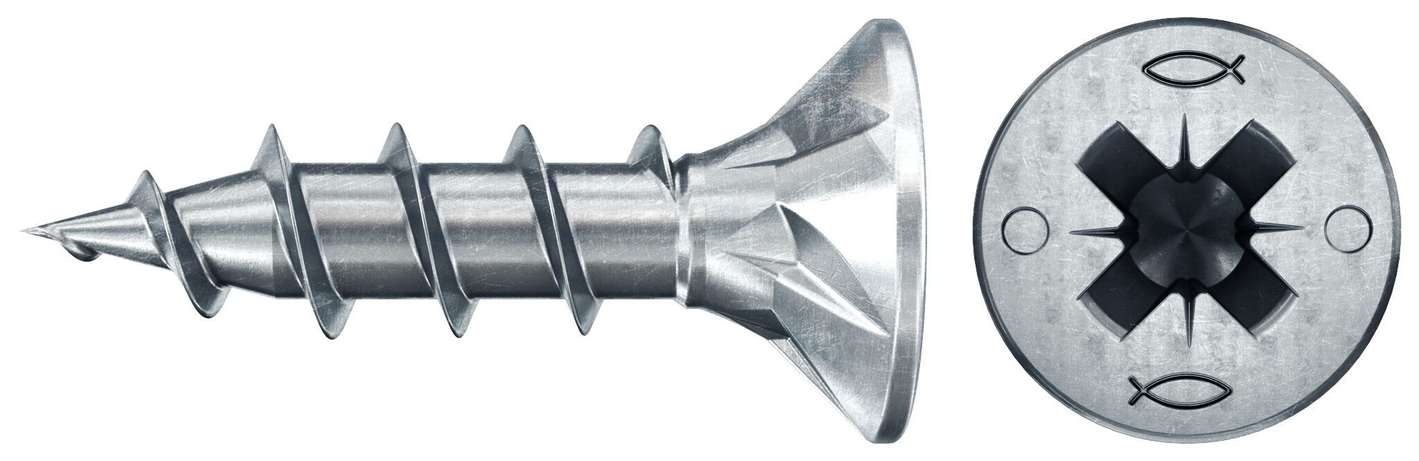 fischer PowerFast FPF II CZF 4,0x12 BC 300 Łeb stożkowy Gniazdo krzyżowe PZ Gwint pełny Cynkowanie pasywacja na niebiesko