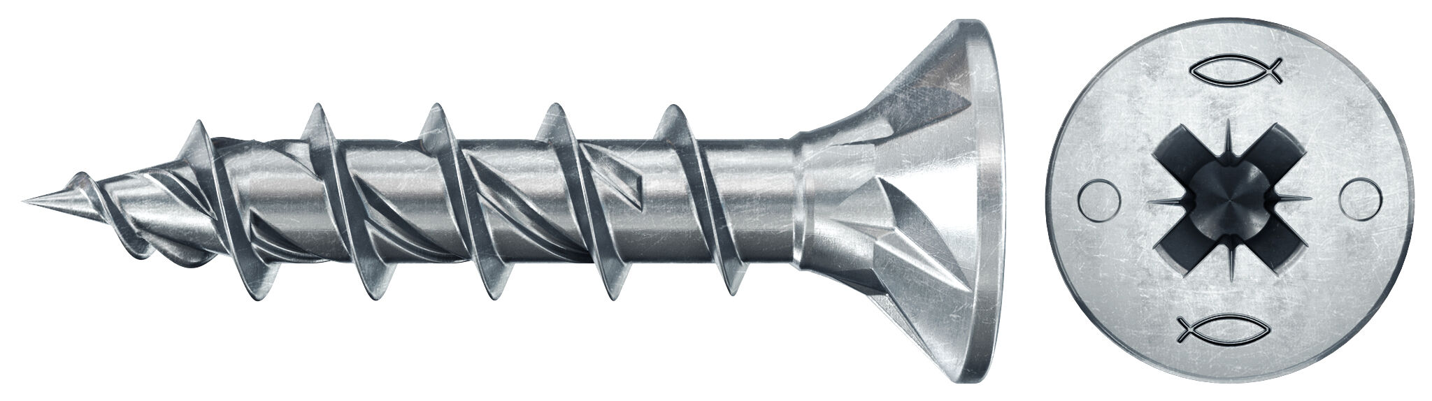 fischer PowerFast FPF II CZF 5,0x20 BC 500 Łeb stożkowy Gniazdo krzyżowe PZ Gwint pełny Cynkowanie pasywacja na niebiesko