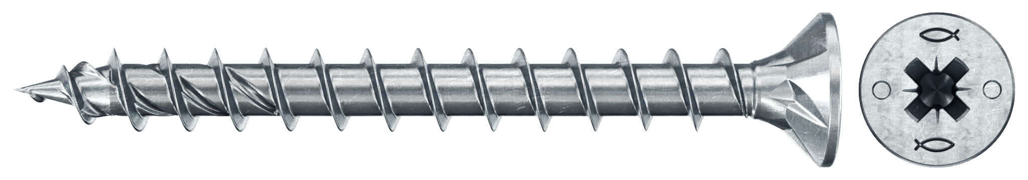 fischer PowerFast FPF II CZF 5,0x35 BC 500 Łeb stożkowy Gniazdo krzyżowe PZ Gwint pełny Cynkowanie pasywacja na niebiesko