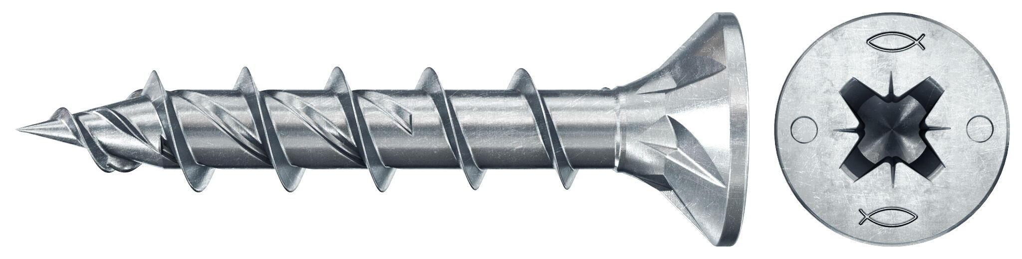 fischer PowerFast FPF II CZF 6,0x30 BC 500 Łeb stożkowy Gniazdo krzyżowe PZ Gwint pełny Cynkowanie pasywacja na niebiesko