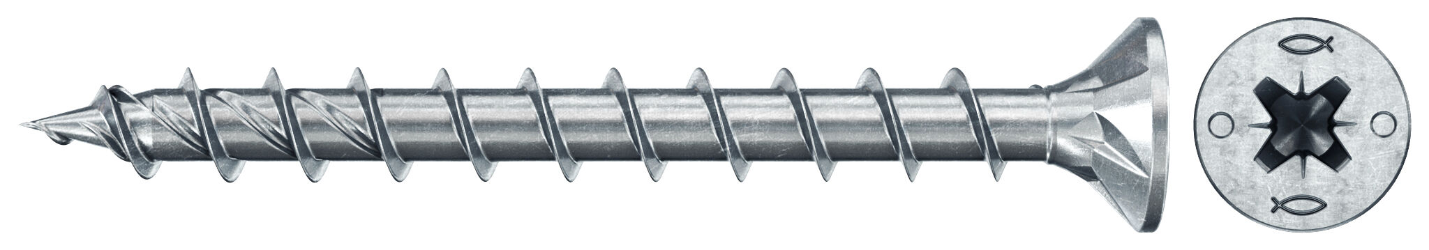fischer PowerFast FPF II CZF 6,0x40 BC 500 Łeb stożkowy Gniazdo krzyżowe PZ Gwint pełny Cynkowanie pasywacja na niebiesko