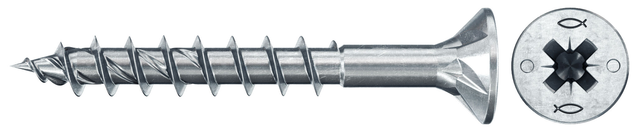 fischer PowerFast FPF II CZP 4,5x35 BC 500 Łeb stożkowy Gniazdo krzyżowe PZ Gwint częściowy Cynkowanie pasywacja na niebiesko