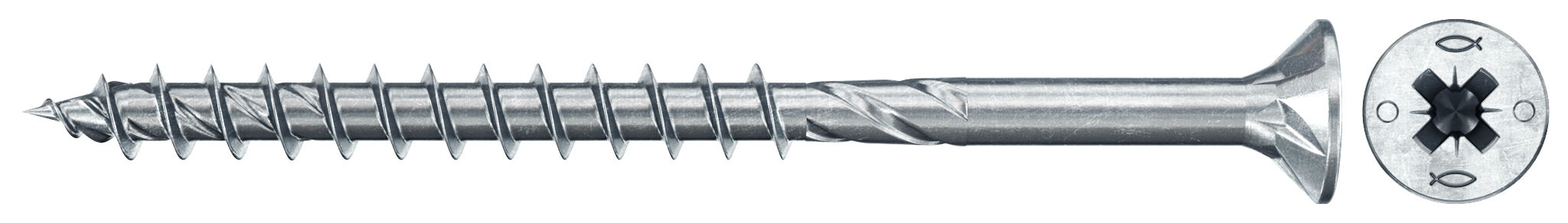 fischer PowerFast FPF II CZP 4,5x60 BC 500 Łeb stożkowy Gniazdo krzyżowe PZ Gwint częściowy Cynkowanie pasywacja na niebiesko