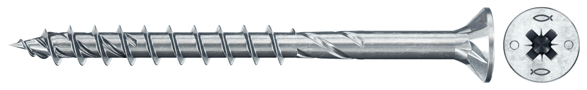 fischer PowerFast FPF II CZP 5,0x60 BC 500 Łeb stożkowy Gniazdo krzyżowe PZ Gwint częściowy Cynkowanie pasywacja na niebiesko