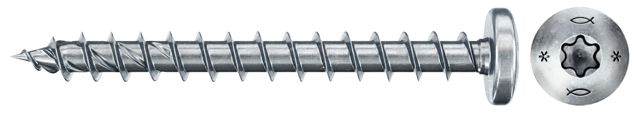 fischer PowerFast FPF II PTF 4,5x30 BC 200 Łeb grzybkowy Gniazdo TX TX Gwint pełny Cynkowanie pasywacja na niebiesko