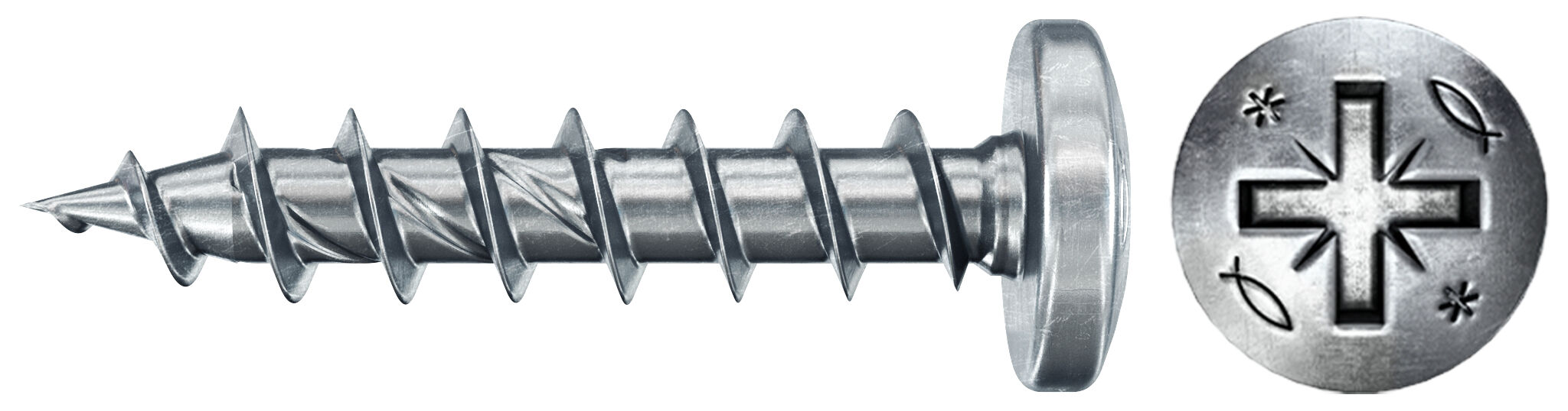 fischer PowerFast FPF II PZF 3,0x12 BC 200 Łeb grzybkowy Gniazdo krzyżowe PZ Gwint pełny Cynkowanie pasywacja na niebiesko