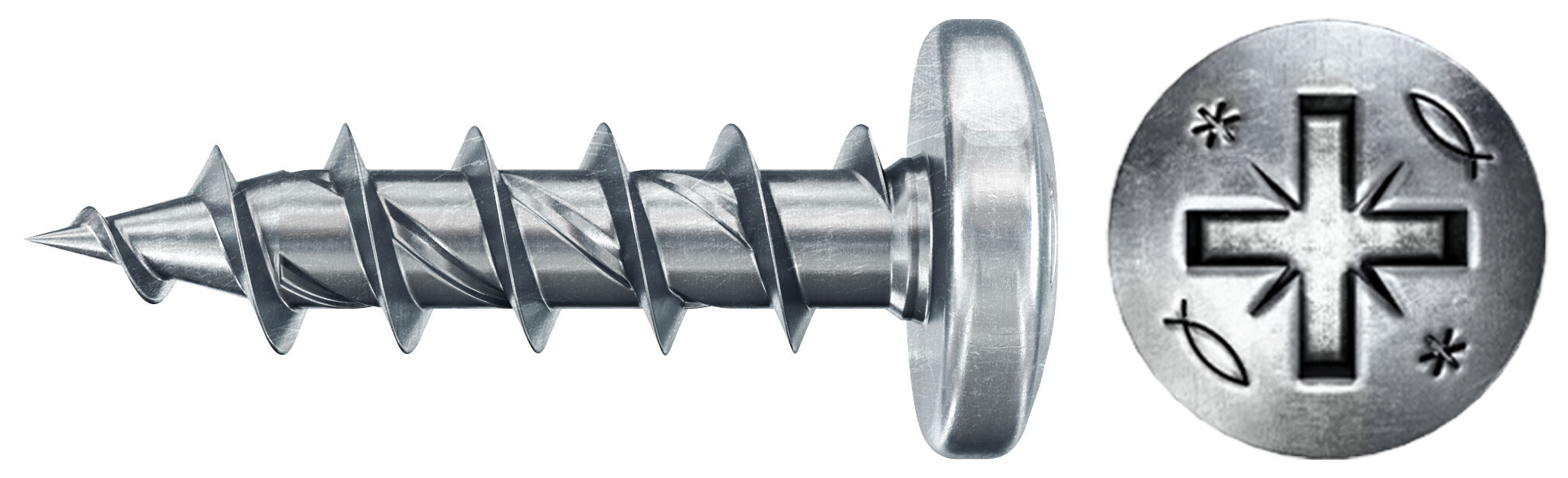 fischer PowerFast FPF II PZF 4,5x20 BC 200 Łeb grzybkowy Gniazdo krzyżowe PZ Gwint pełny Cynkowanie pasywacja na niebiesko