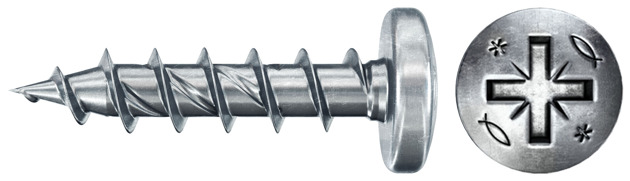 fischer PowerFast FPF II PZF 4,0x16 BC 200 Łeb grzybkowy Gniazdo krzyżowe PZ Gwint pełny Cynkowanie pasywacja na niebiesko