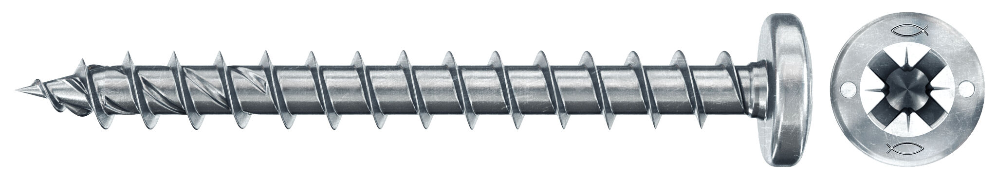 fischer PowerFast FPF II PZF 4,0x30 BC 200 Łeb grzybkowy Gniazdo krzyżowe PZ Gwint pełny Cynkowanie pasywacja na niebiesko