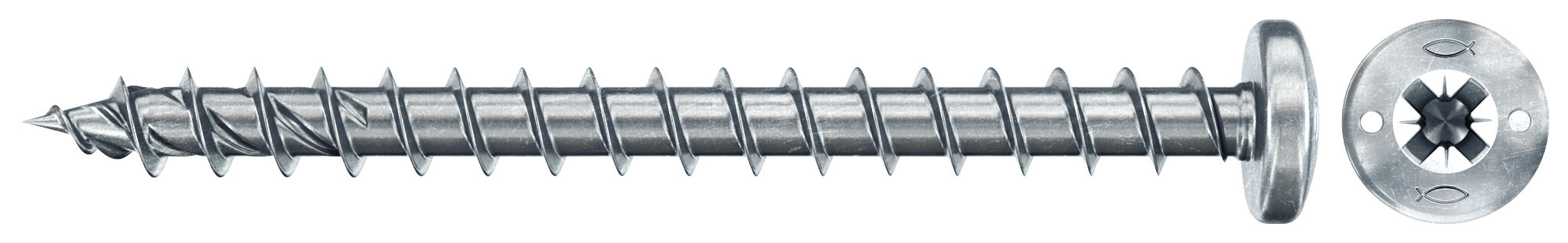 fischer PowerFast FPF II PZF 5,0x40 BC 100 Łeb grzybkowy Gniazdo krzyżowe PZ Gwint pełny Cynkowanie pasywacja na niebiesko