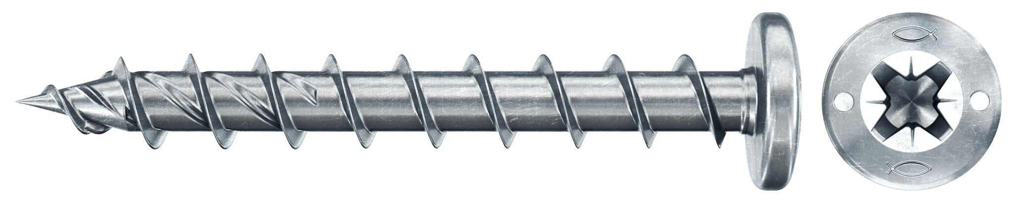 fischer PowerFast FPF II PZF 6,0x40 BC 100 Łeb grzybkowy Gniazdo krzyżowe PZ Gwint pełny Cynkowanie pasywacja na niebiesko