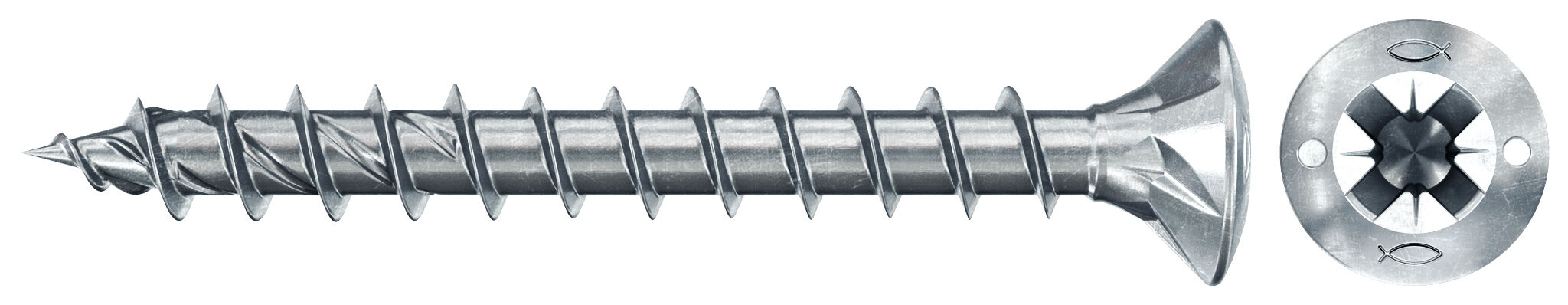 fischer PowerFast FPF II RZF 4,0x30 BC 500 Łeb stożkowy Gniazdo krzyżowe PZ Gwint pełny Cynkowanie pasywacja na niebiesko