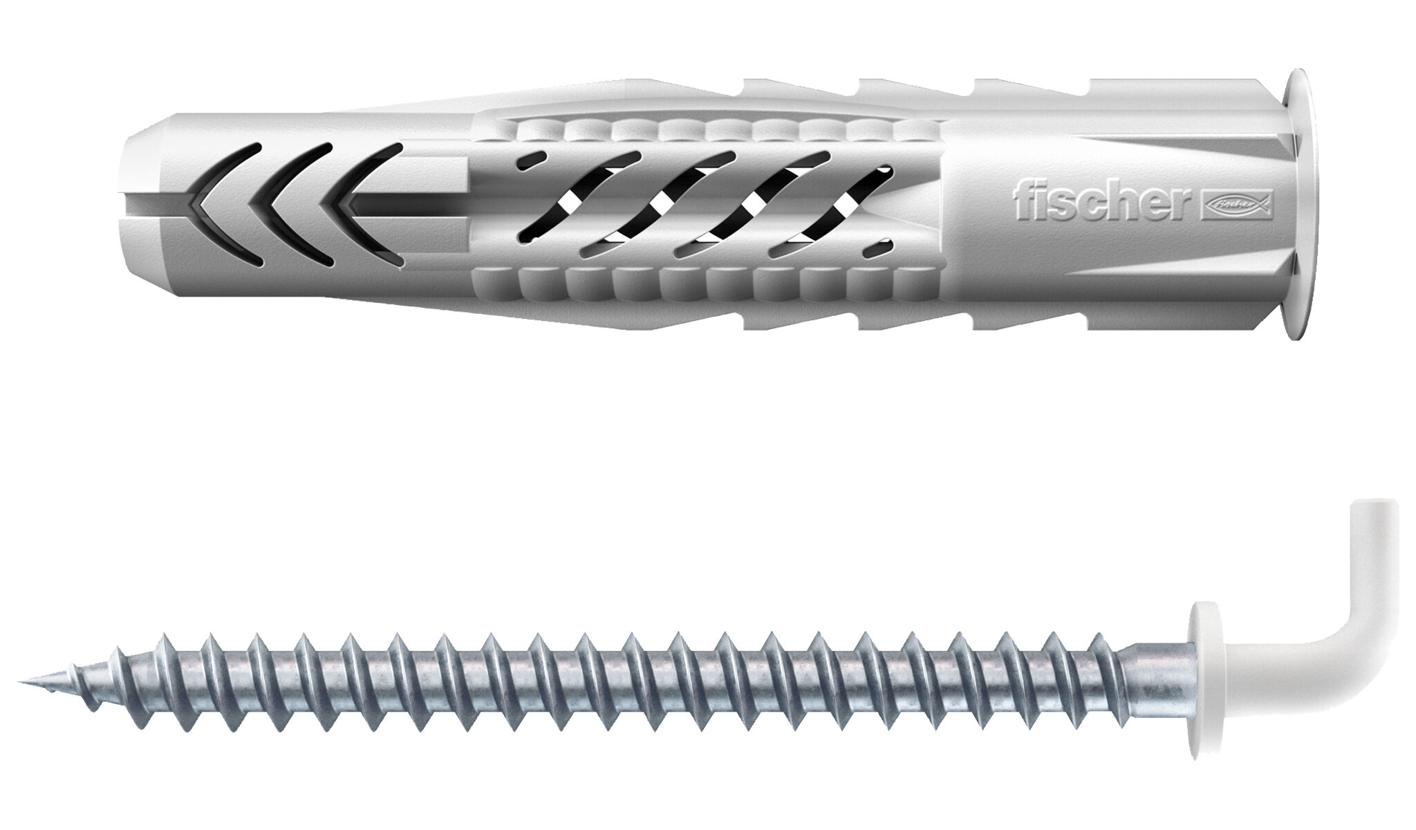 fischer Kołek uniwersalny UX 8 x 50 WH N z kołnierzem i hakiem kątowym białym