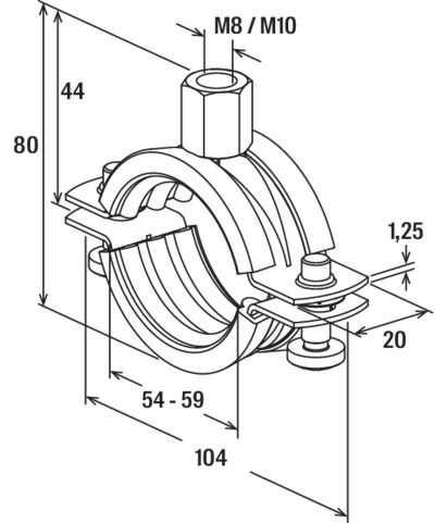 fischer obejma rurowa FRS 54 - 59 M8/M10 A4