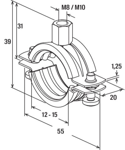 fischer Obejma rurowa FRS 12 - 15 M8/M10 stal cynkowana na gorąco