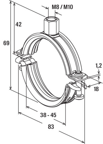 fischer Obejma rurowa Universal FRS-L 38 - 45