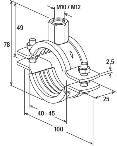 fischer Obejma masywna FRSM 1 1/4" M10/M12
