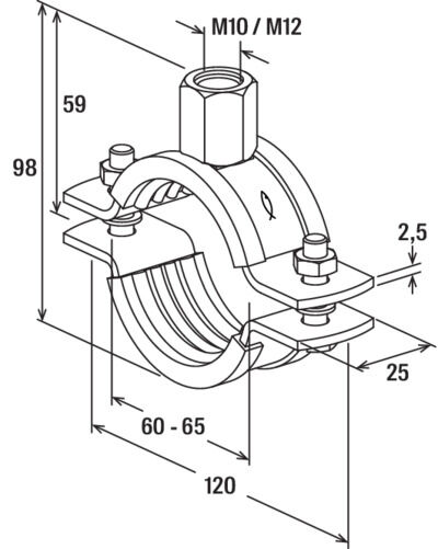 fischer Obejma masywna FRSM 2" M10/M12