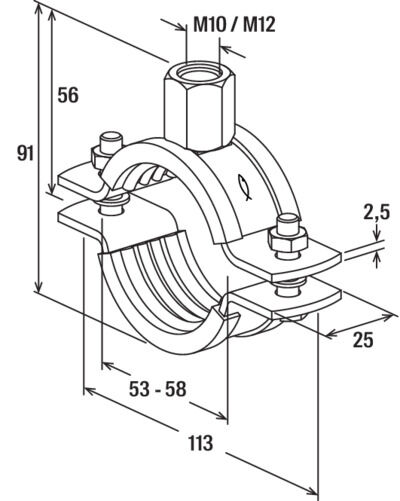 fischer Obejma masywna FRSM 53 - 58 M10/M12 hdg