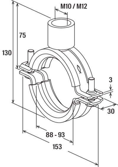fischer Obejma masywna FRSM 3" M10/M12 hdg