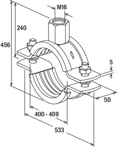 fischer Obejma masywna FRSM 400 - 409 M16 hdg