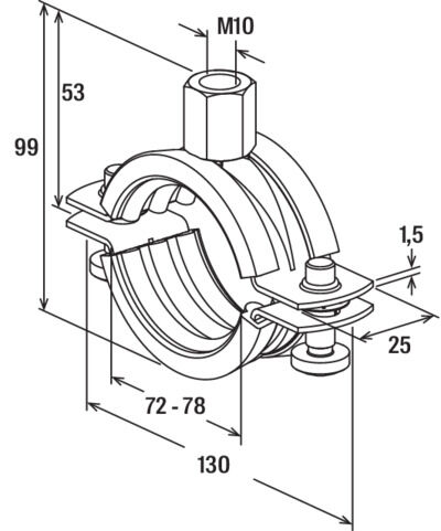 fischer Obejma rurowa FRS 67 - 71 stal nierdzewna A2