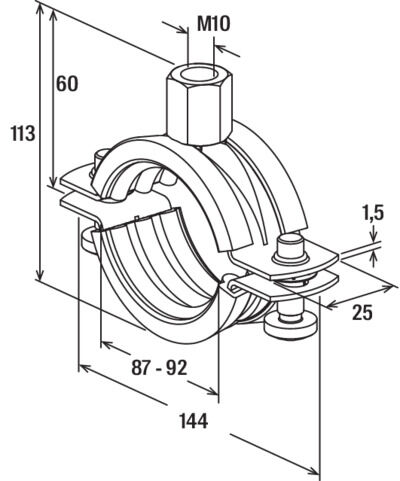 fischer Obejma rurowa FRS 3" stal nierdzewna A2