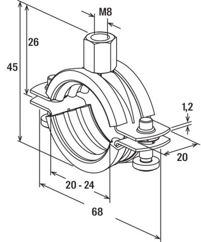 fischer Obejma rurowa FRS 1/2" stal nierdzewna A4