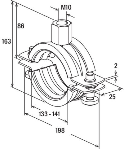 fischer Obejma rurowa FRS 133 - 141 stal nierdzewna A4