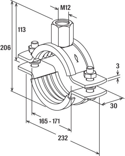fischer Obejma masywna FRSM 165 - 171 M12 A4