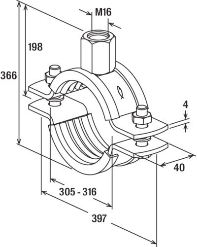 fischer Obejma masywna FRSM 305 - 316 M16 A4