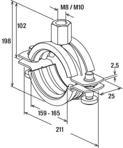 fischer Obejma rurowa FRS 159 - 165 M8/M10