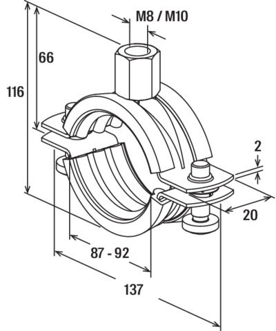 fischer Obejma rurowa FRS 87 - 92 M8/M10